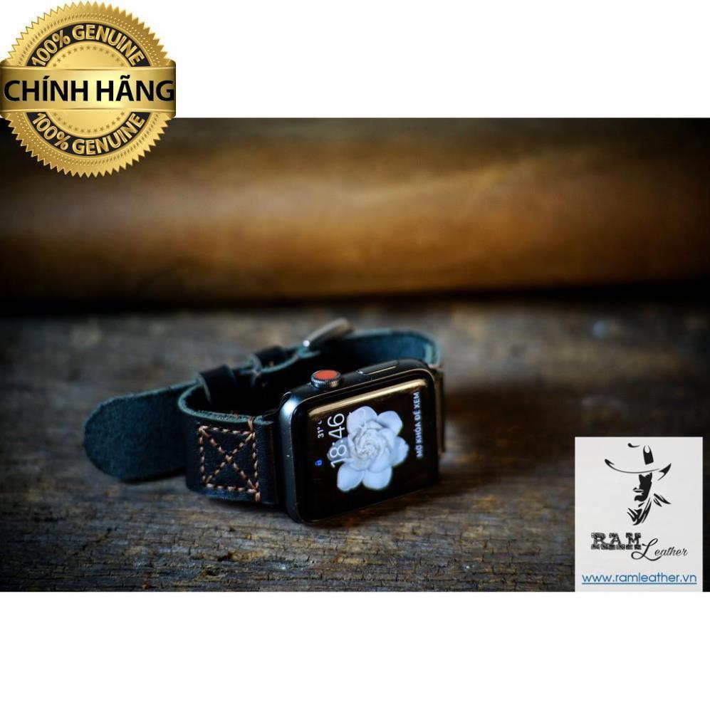 DÂY DÀNH CHO APPLE WATCH DA BÒ ĐEN SIMPLE THANH LỊCH - RAM SIMPLE X .
