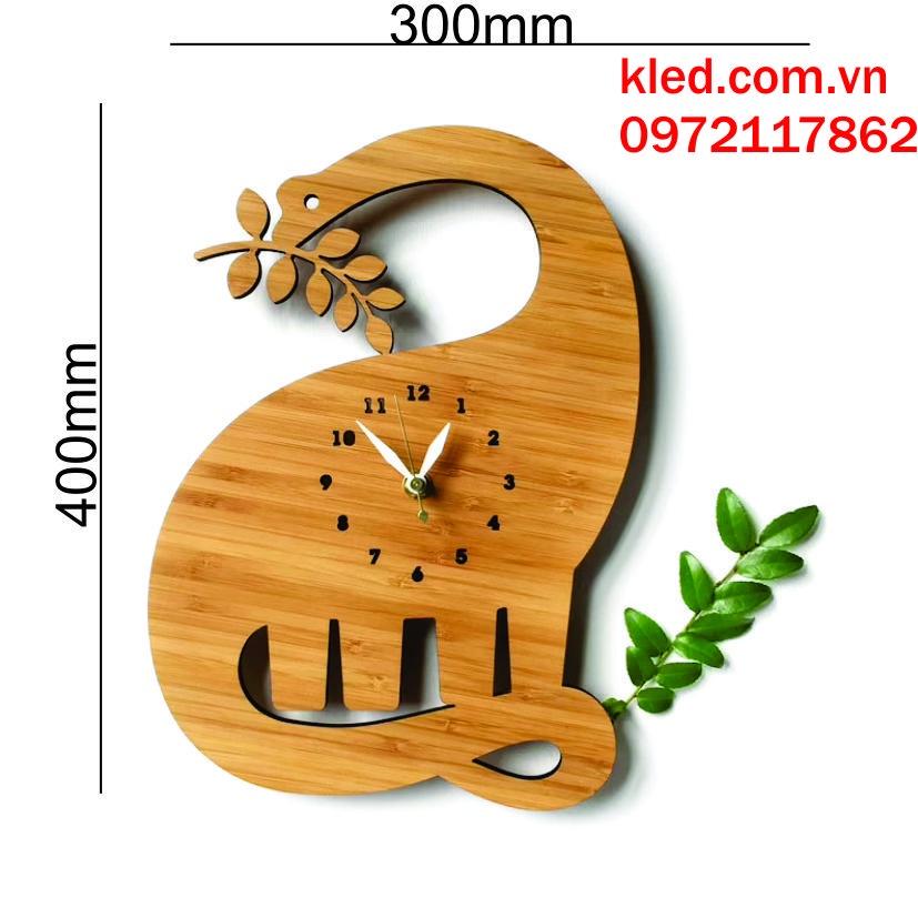 Đồng hồ gỗ khủng long treo tường cute giá rẻ KLED