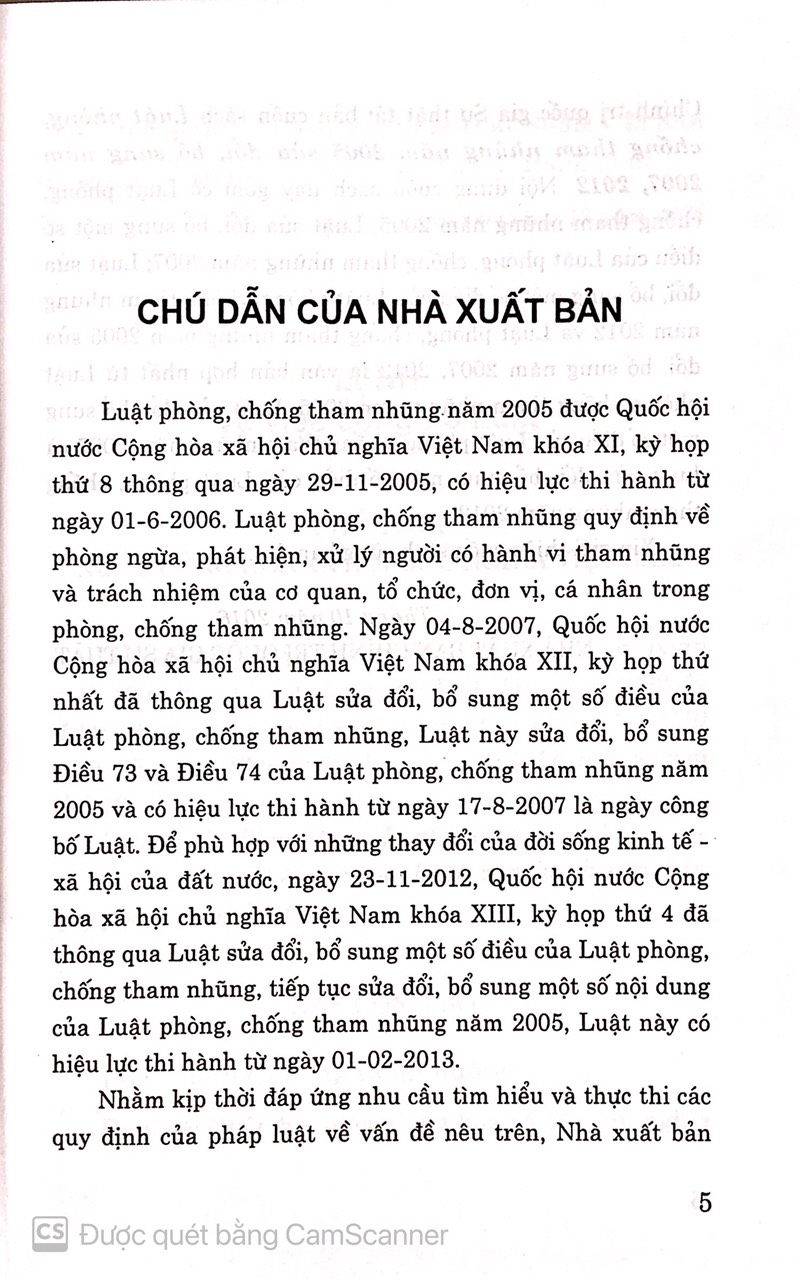 Luật phòng, chống tham nhũng năm 2005 ( sửa đổi , bổ sung năm 2007, 2012)