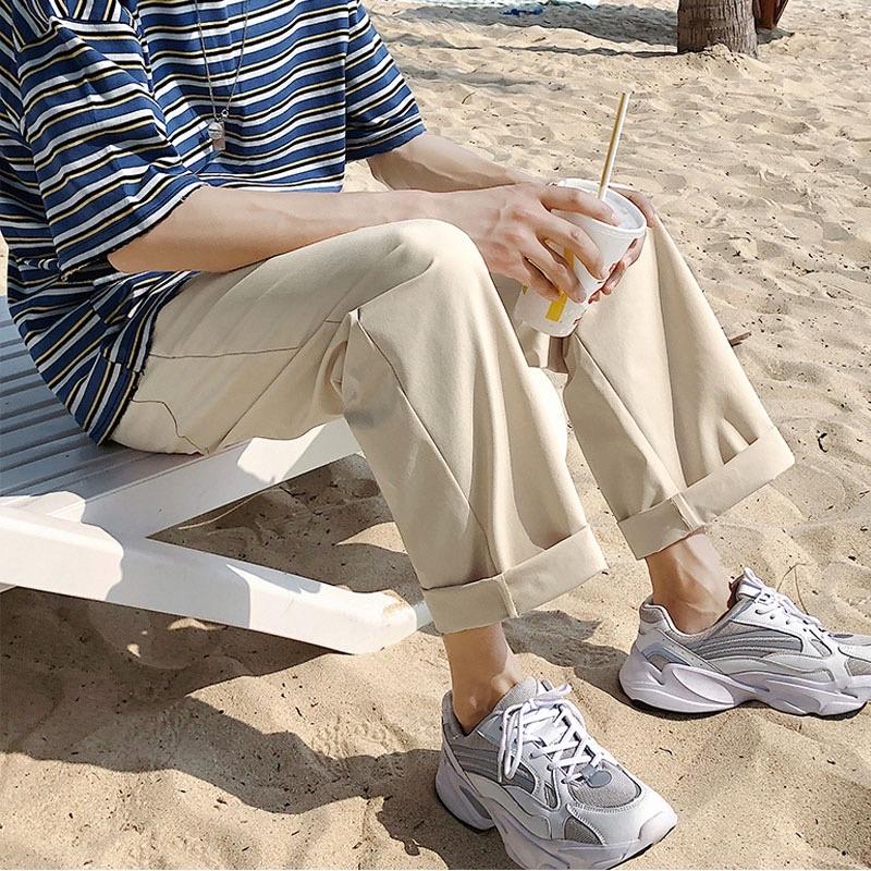 Quần Kaki Ống Rộng Lưng Thun Cạp Chun Dáng Suông Kaki Nam Nữ Ulzzang