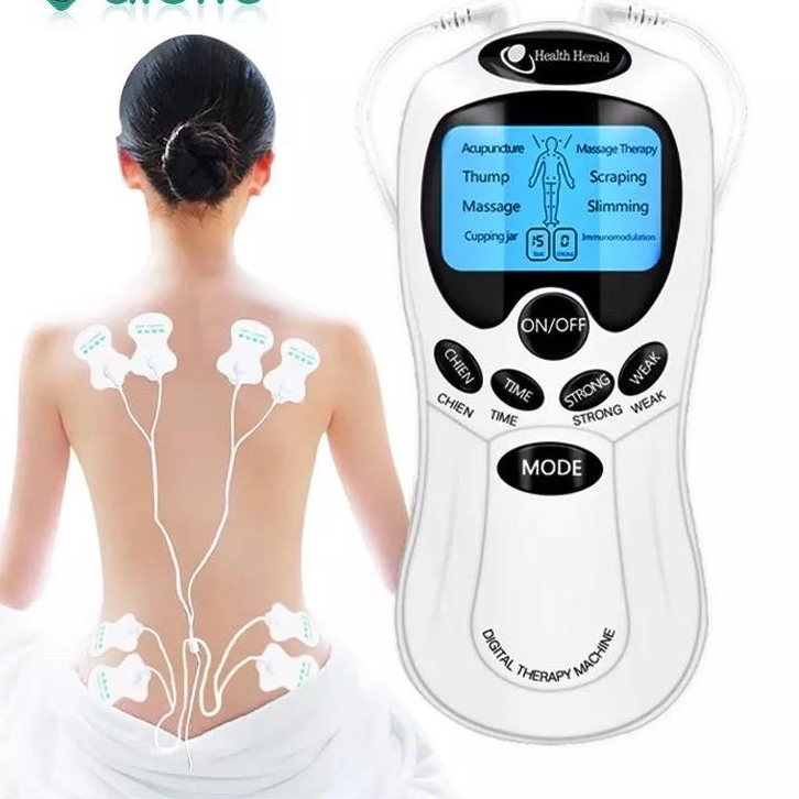 Máy châm cứu mini, Máy massage 4 miếng dán xung điện cầm tay - Thư giản lưng cổ vai gáy,