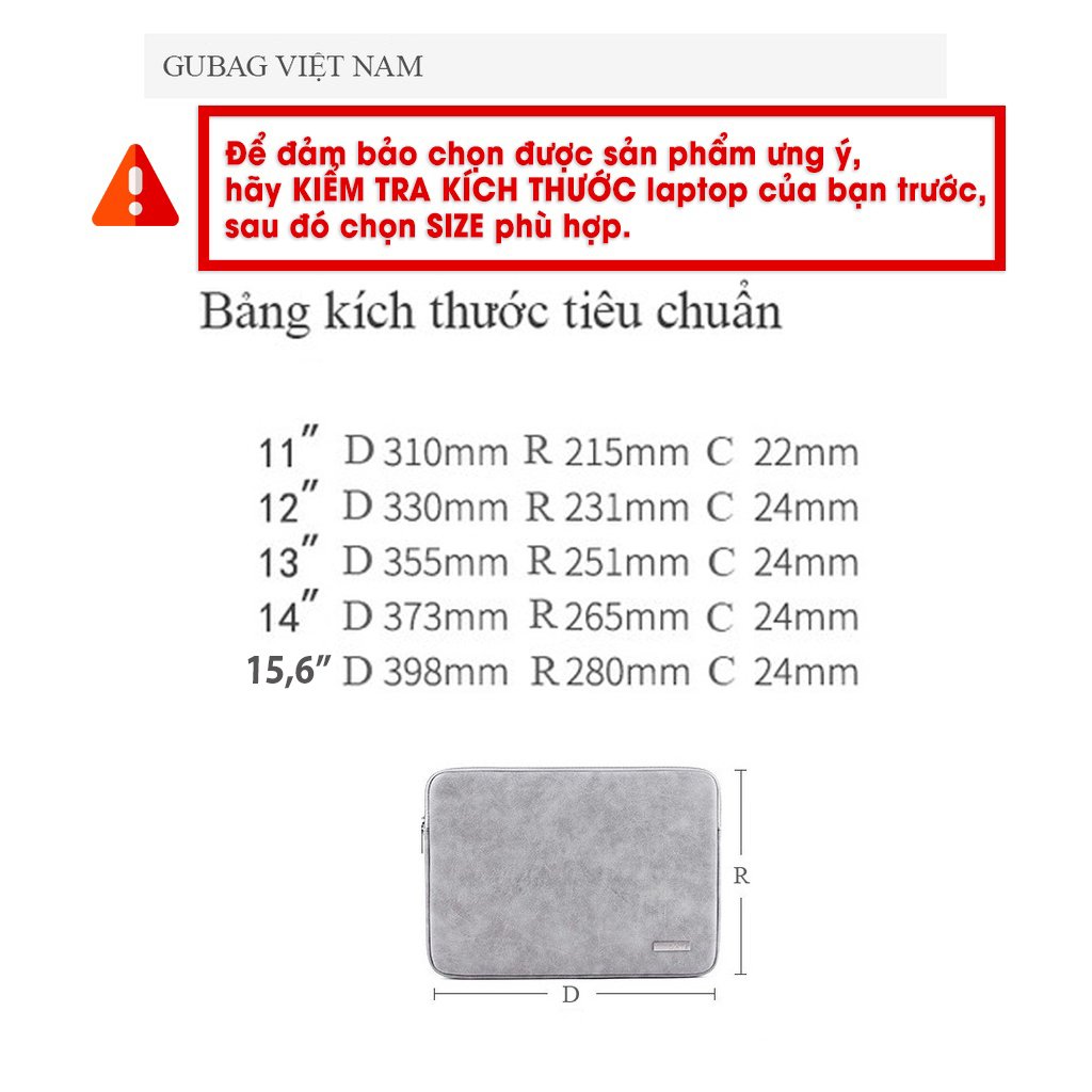 Túi chống sốc macbook cao cấp Gubag lót dày, công nghệ giảm chấn bảo vệ laptop, chống va đập máy tính an toàn hiệu quả