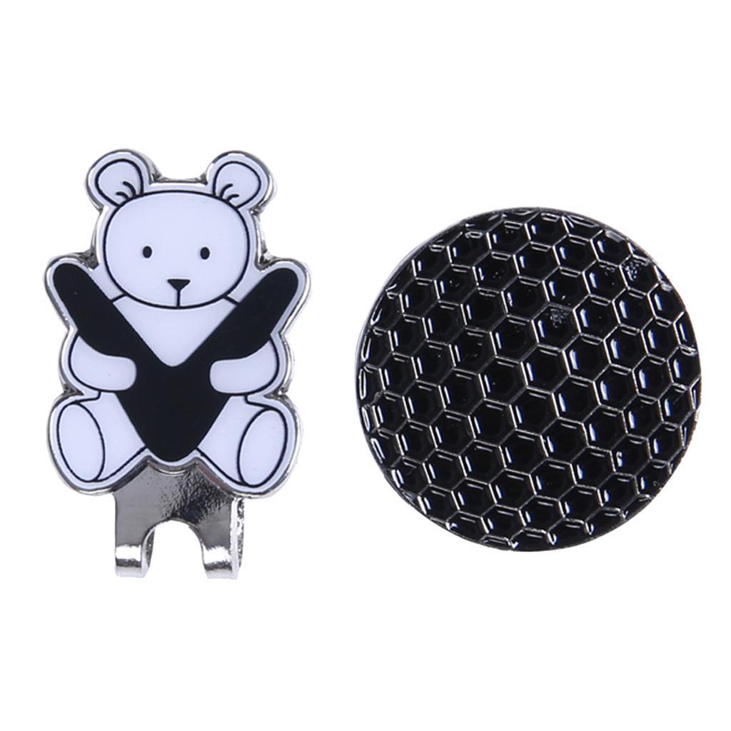 Golf Hat Clip with Detachable Golf Ball Marker Bear Pattern Black