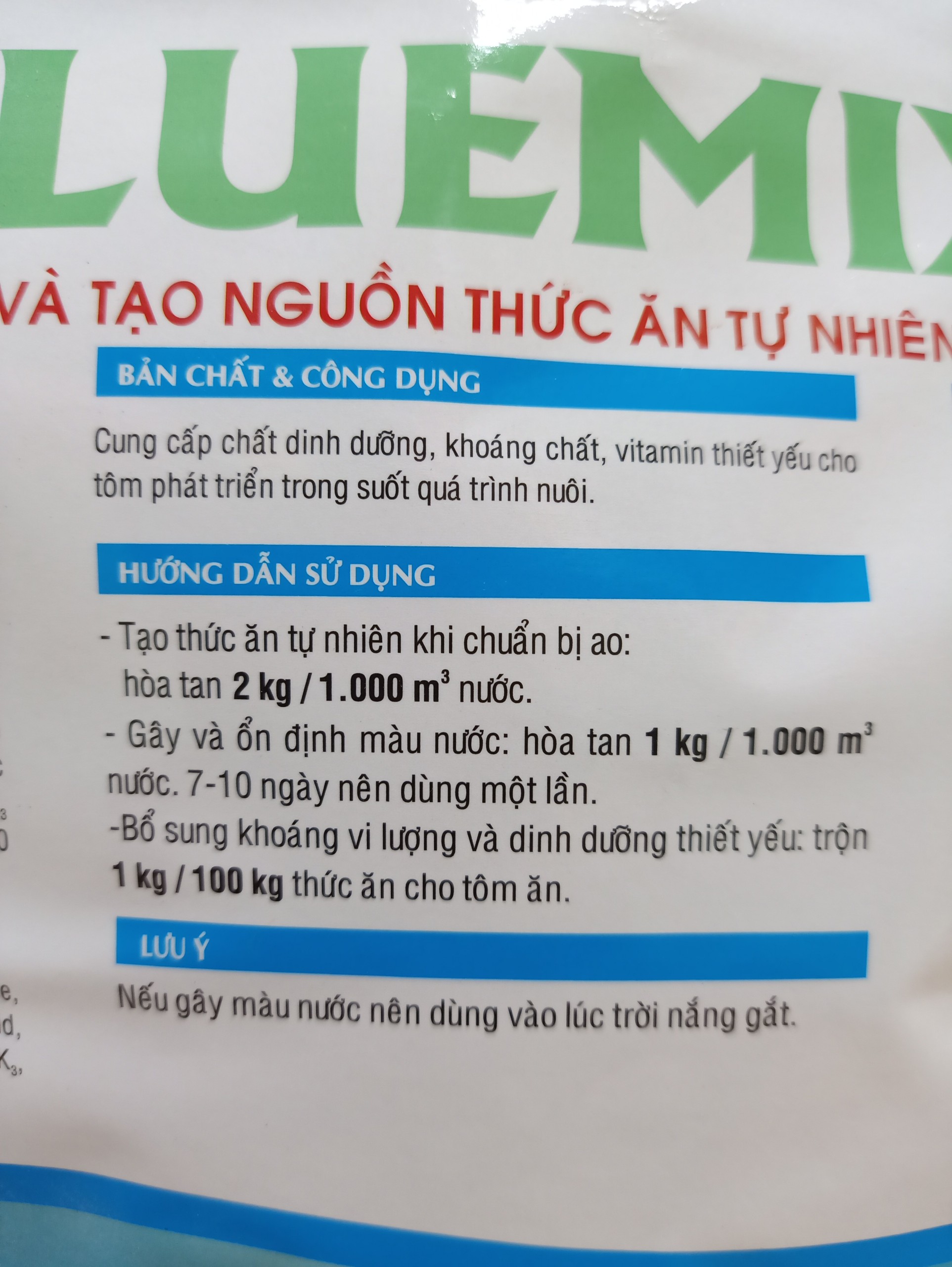 Bluemix – Gây màu Và Tạo Nguồn Thức Ăn Tự Nhiên Cho Tôm - Gói 1kg