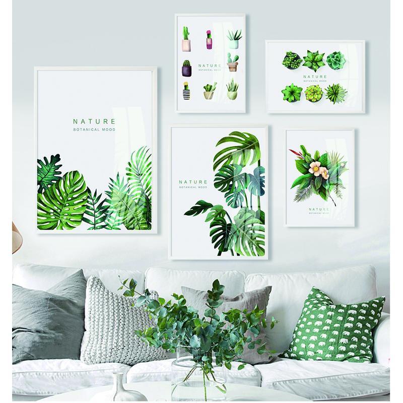 Bộ tranh canvas treo tường trang trí chủ để lá cây