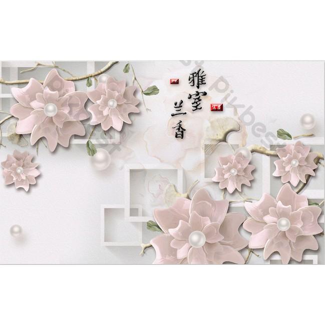 Tranh dán tường Hoa thời trang trang sức hiện đại, tranh dán tường 3d hiện đại  MS1213959