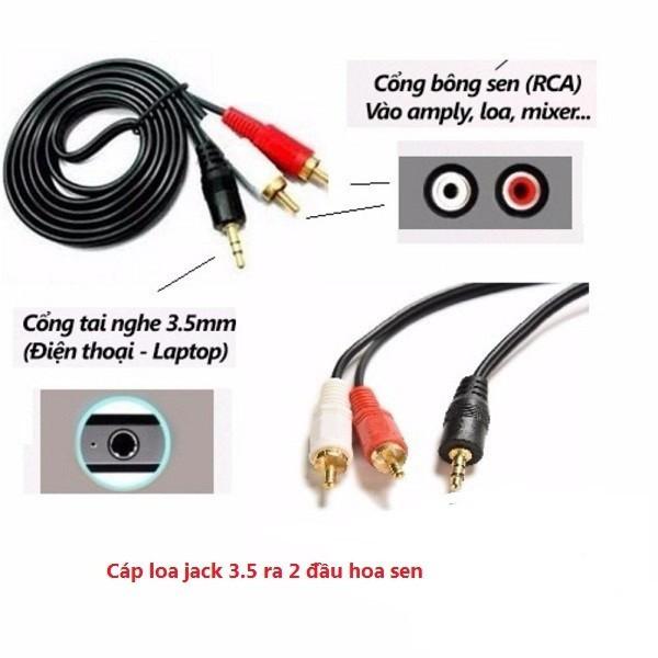 Cáp loa 3.5 ra AV (đỏ, trắng) dài 1m5 - Hồ Phạm