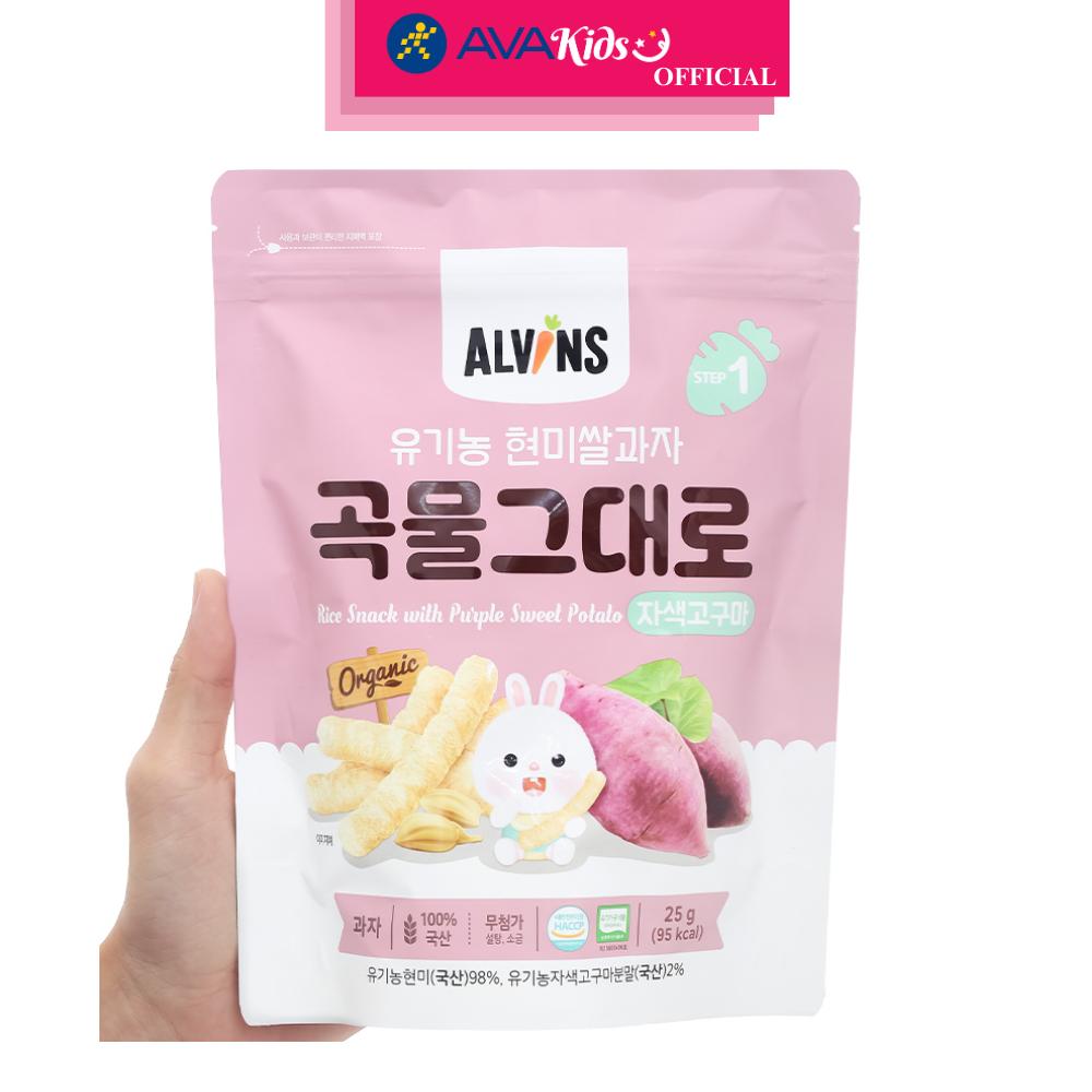 Bánh gạo lứt ăn dặm Alvins Step 1 vị khoai lang tím gói 25g (từ 6 tháng) - Hàng Chính Hãng