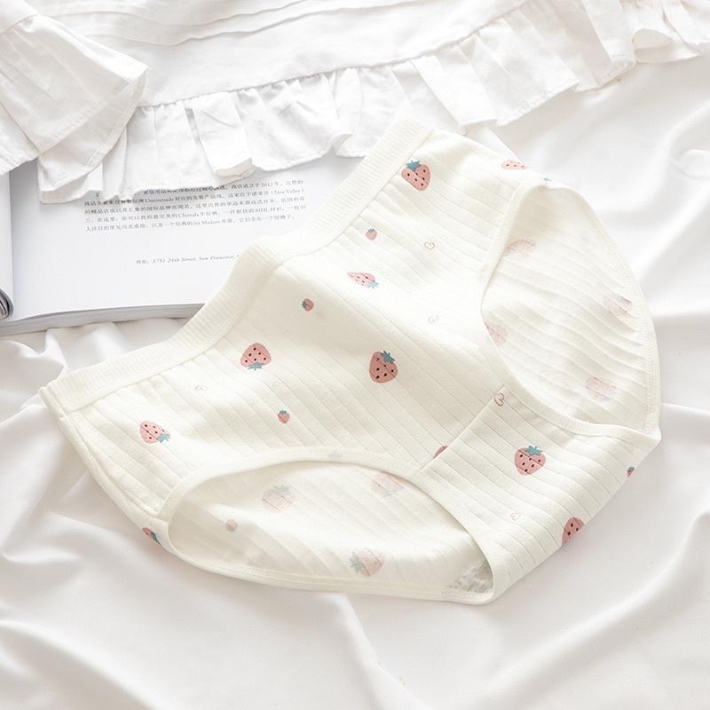 Quần Lót Nữ Cotton Siêu Thoáng Nâng Mông Dâu Tây Thỏ Hồng Siêu Kute QL11