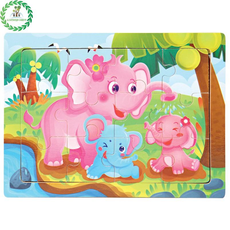 Đồ chơi xếp hình chất lượng cao puzzle , Bộ xếp hình bằng gỗ 12 miếng đa dạng hình ảnh GINTARO SHOP