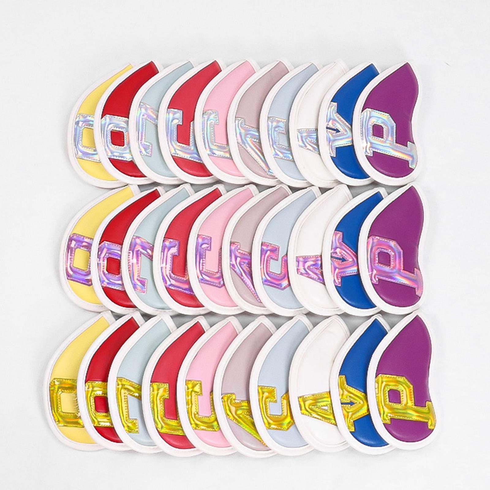 10x PU Leather Golf Iron Headcover Club Head Cover Protection Guard