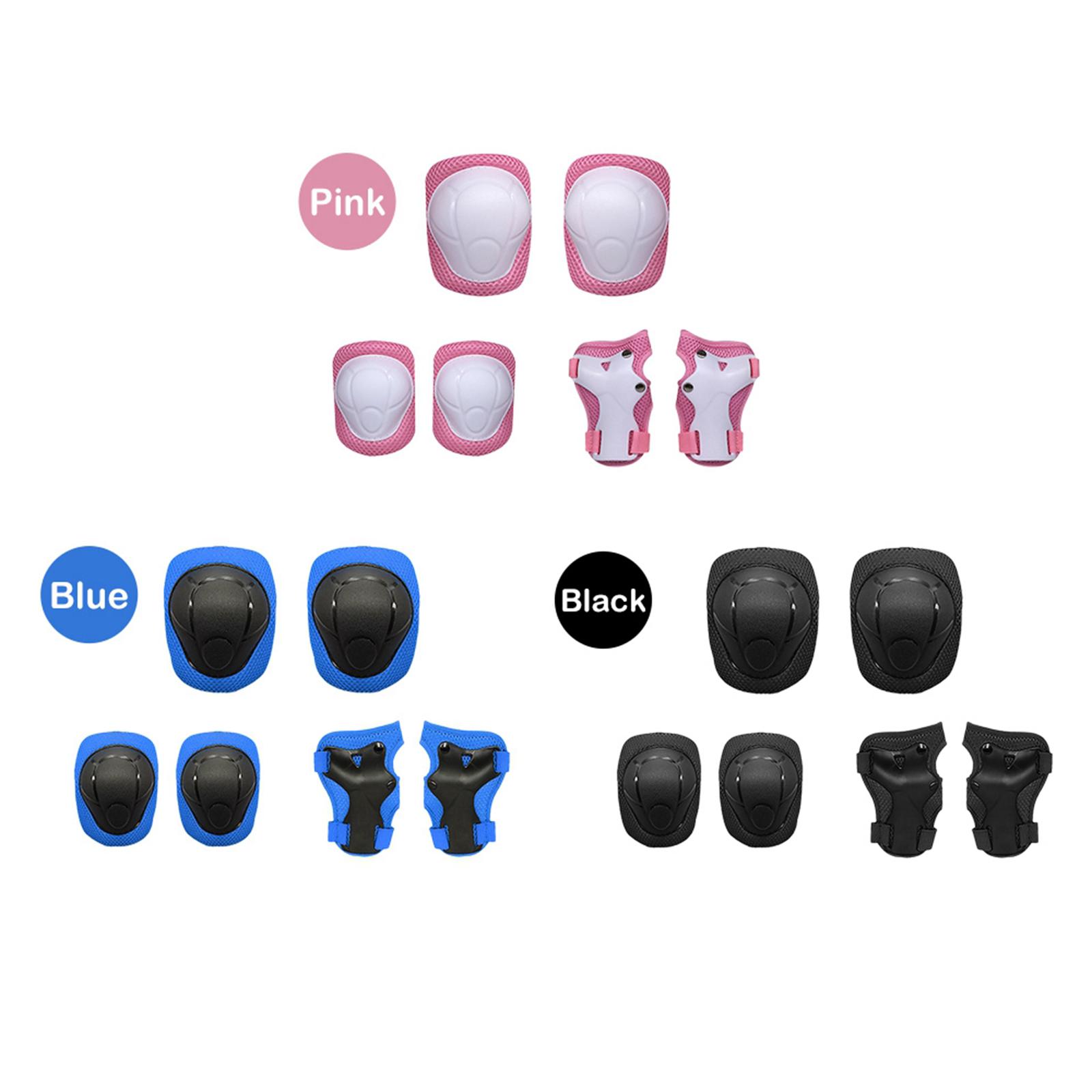 Kids Skateboard Bike Protective Gear Outfit Knee Elbow Wrist Pad Set Pink