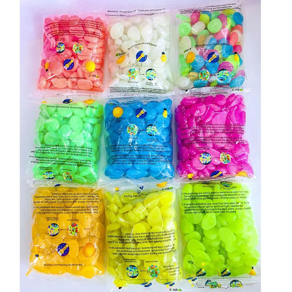 Set 100 Viên Đá Dạ Quang Nhiều Màu Sắc Dùng Để Trang Trí Bể Cá Tiện Dụng