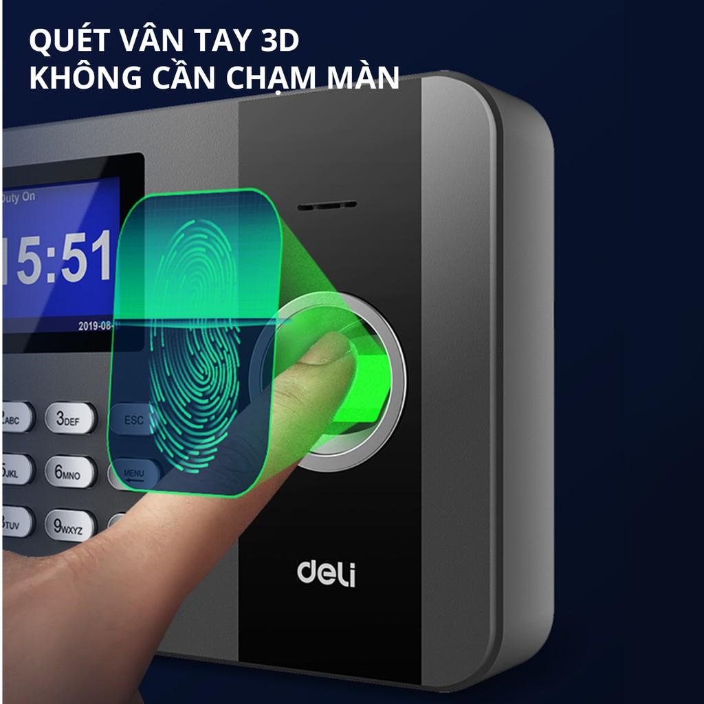 Máy chấm công quyét vân tay và nhận dạng khuôn mặt Deli – màu đen - E3765