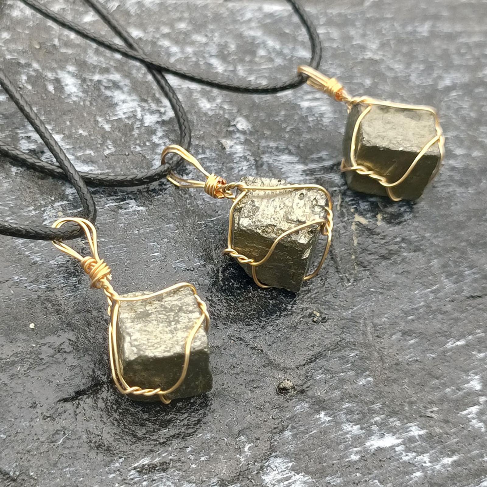 Pyrite Stone Jewelry Necklace Pendant Mineral Iron Rough Decoration
