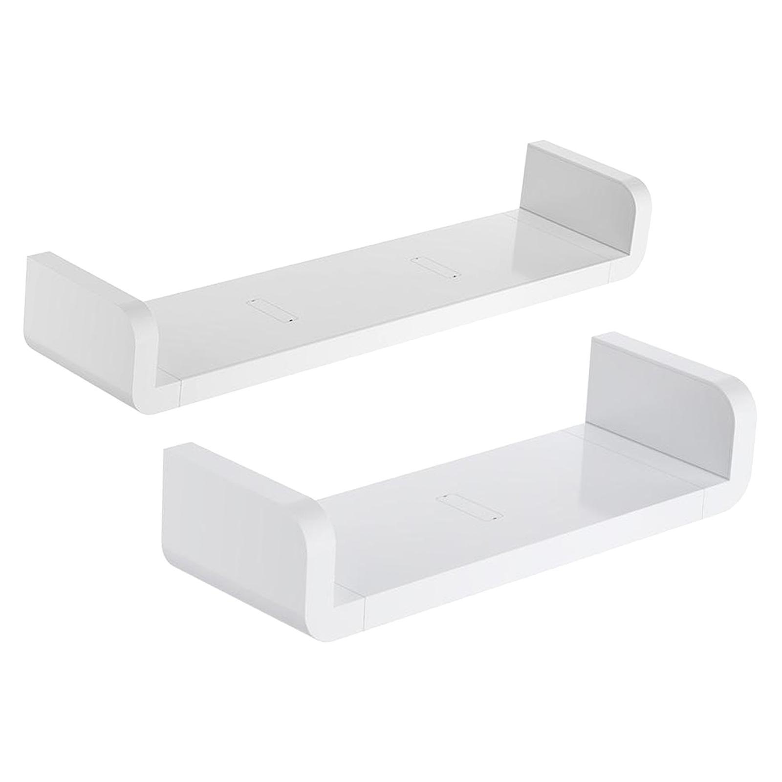2x Floating Wall Shelves White for Bathroom Display Organizer