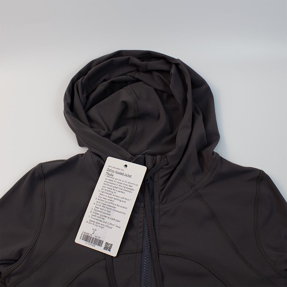 Lulu Nữ Áo Khoác Chạy Bộ Tập Gym Áo Hoodie Thể Thao Yoga Dây Kéo Áo Thể Thao Áo Liền Mạch Có Lỗ Ngón Tay Cái Dài Tay Color: Turmeric Hoodie Size: Size 2 l 40 to 45kg