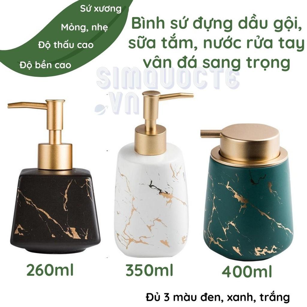 Bình sứ đựng nước rửa tay, sữa tắm, dầu gội cao cấp