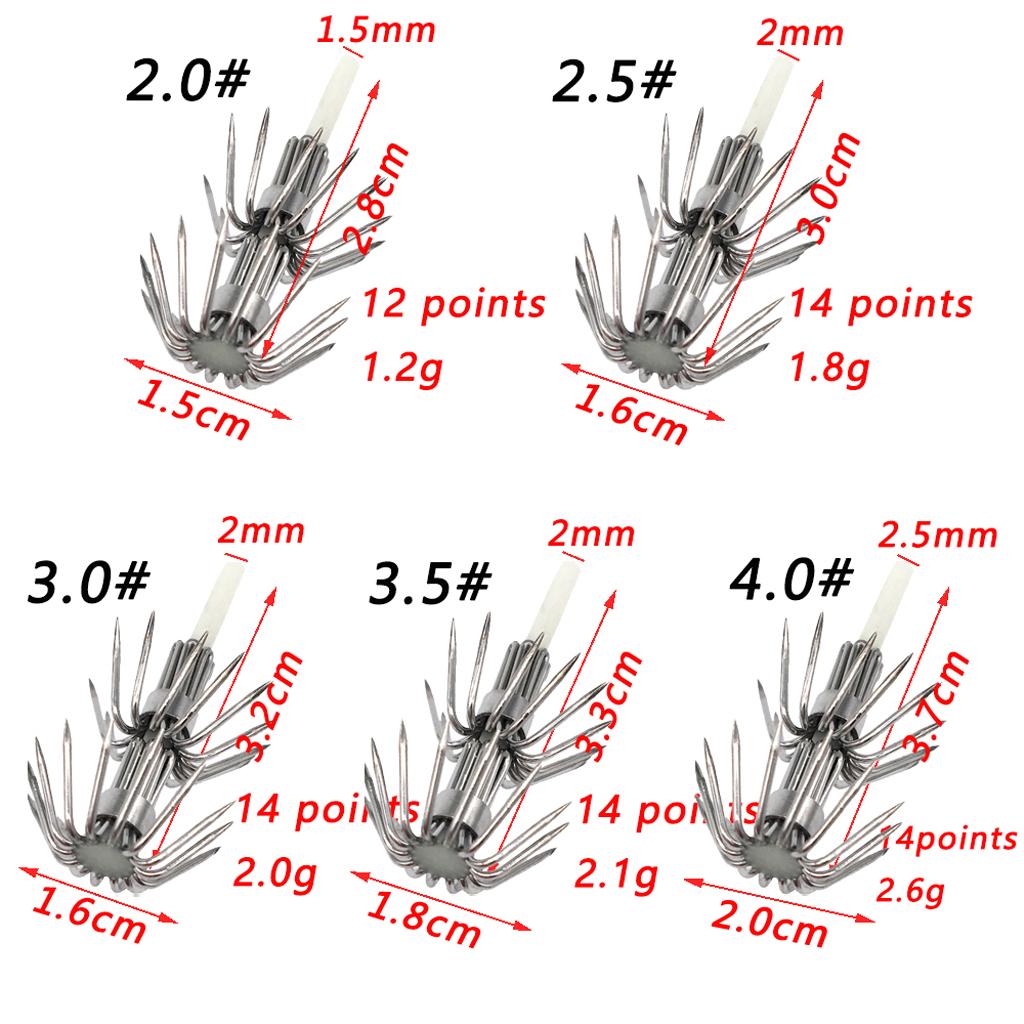 Phép Lạ Chiếu 20 Chiếc Đồng Hồ Thép Không Gỉ Dạ Quang Mực Dụ Móc Câu Cá Egi Jig Móc 040