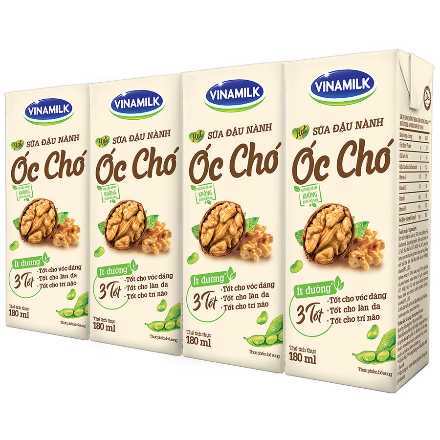 THÙNG SỮA ĐẬU NÀNH VINAMILK HẠT ÓC CHÓ -48 HỘP 180ML