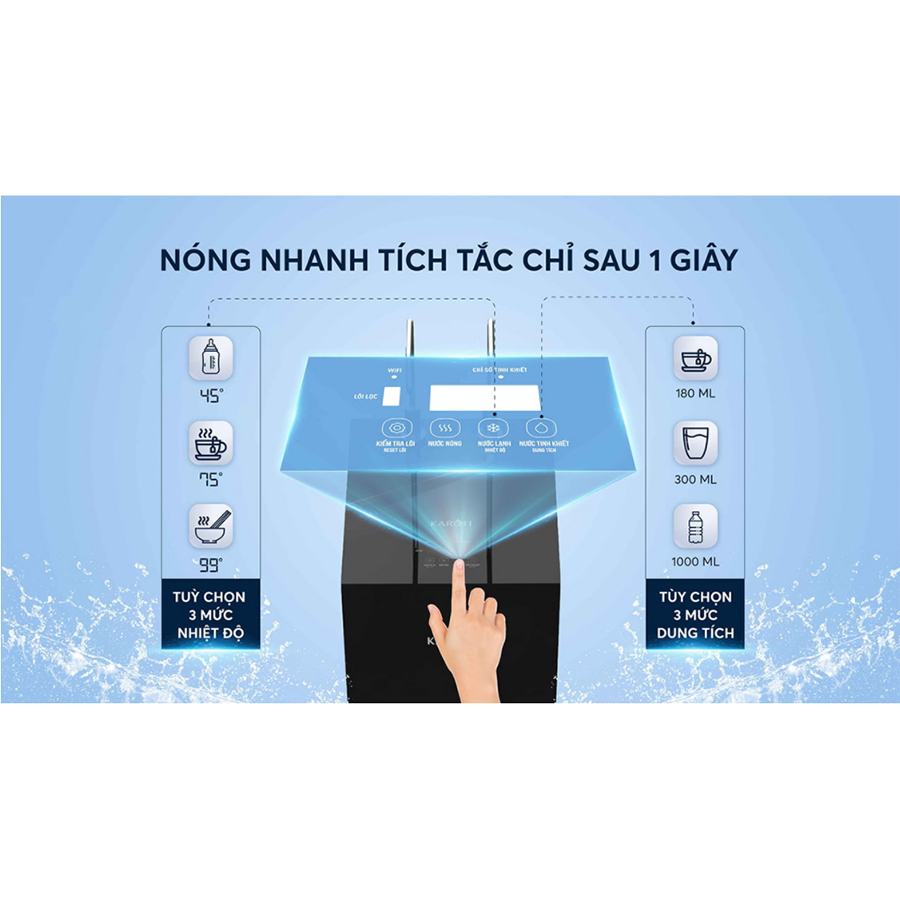 Máy lọc nước nóng lạnh 10 lõi lọc Karofi KAD-N89, màng lọc RO chuẩn Mỹ 100GPD - Hàng Chính Hãng - Miễn phí  lắp đặt toàn quốc