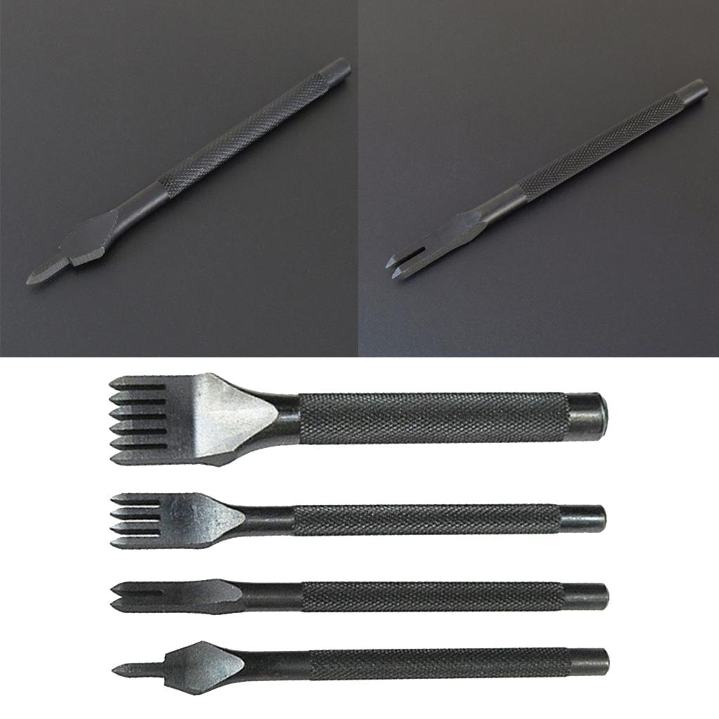 4XLEATHER STITCHING PUNCH TOOLS 4MM 1+2+4+6 PRONG DIAMOND LEATHER HOLE PUNCH