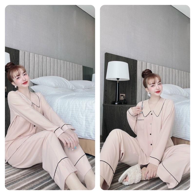 Đồ Bộ Mặc Nhà Nữ, Bộ Pizama Bigsize Nữ, lụa Mango, quần có túi, Freesize 40_70kg, tuỳ chiều cao