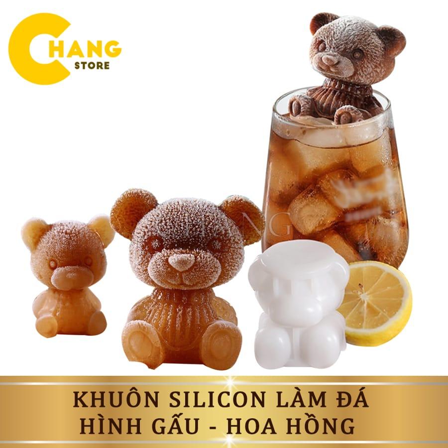 Khuôn Làm Đá Silicon Hình Gấu Teddy Xinh Xắn, Khay Đá Gấu Cute Trang Trí Đồ Uống, Làm Thạch