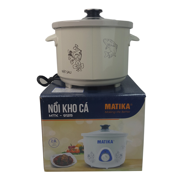 Nồi kho cá nấu cháo - Nồi nấu chậm Matika MTK-9125 - Hàng chính hãng