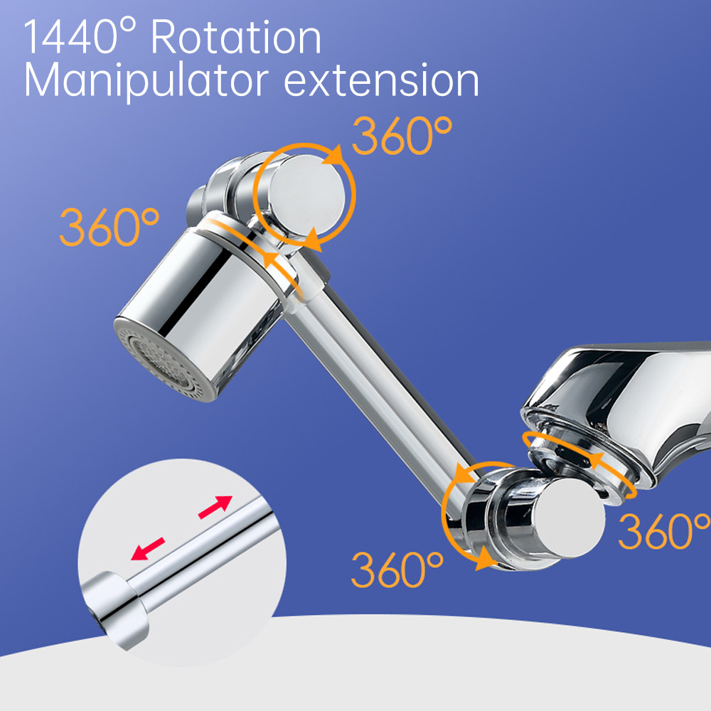 Đầu nối vòi nước thông minh lõi lọc xoay 1440° Đầu Vòi Phun Nước vòi nước tăng áp 2 chế độ nước có thể co giãn-Tặng Kèm Phụ Kiện