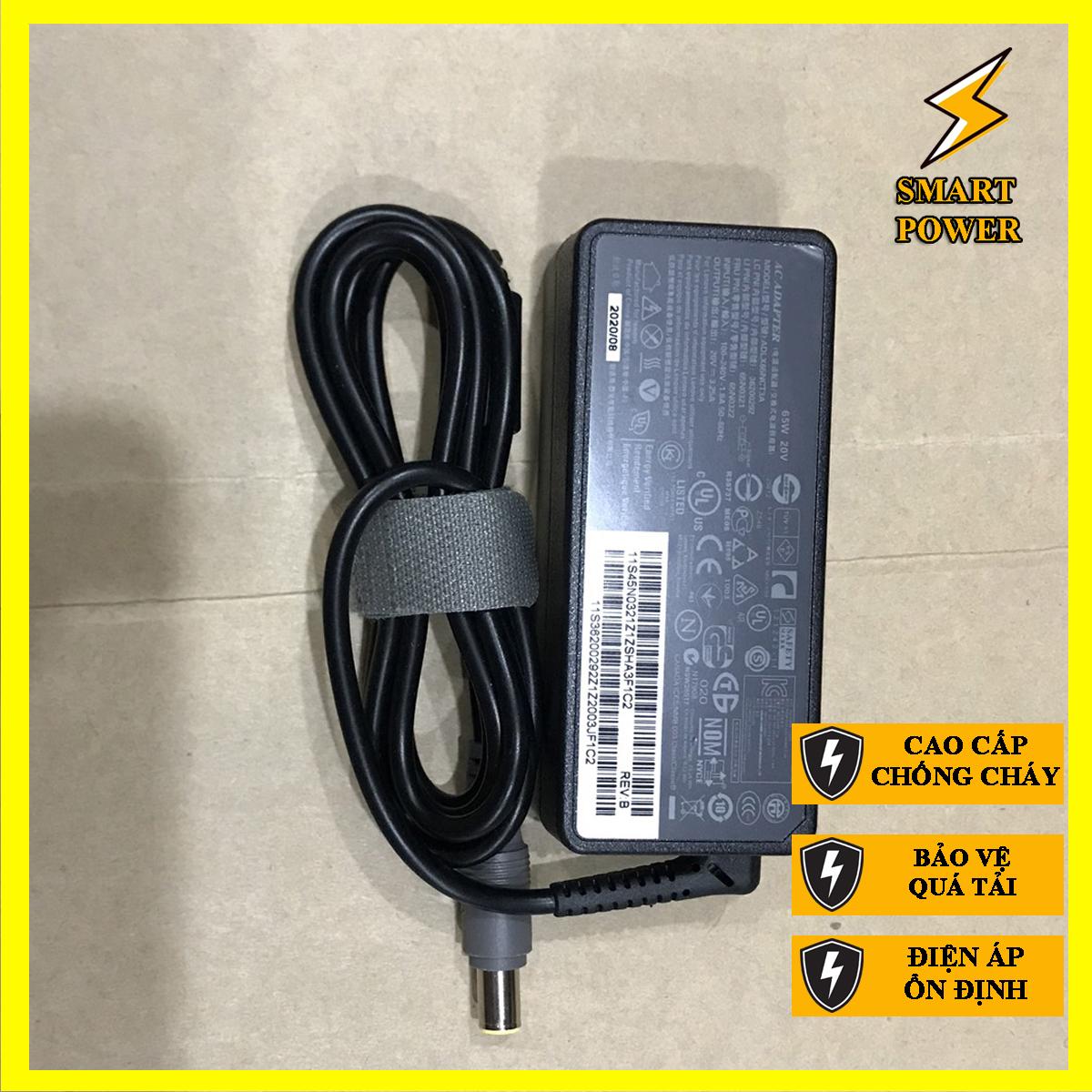 Sạc dành cho laptop lenovo 20v - 3.25a - 65w chân kim to - Sạc Zin - Hàng Chính Hãng