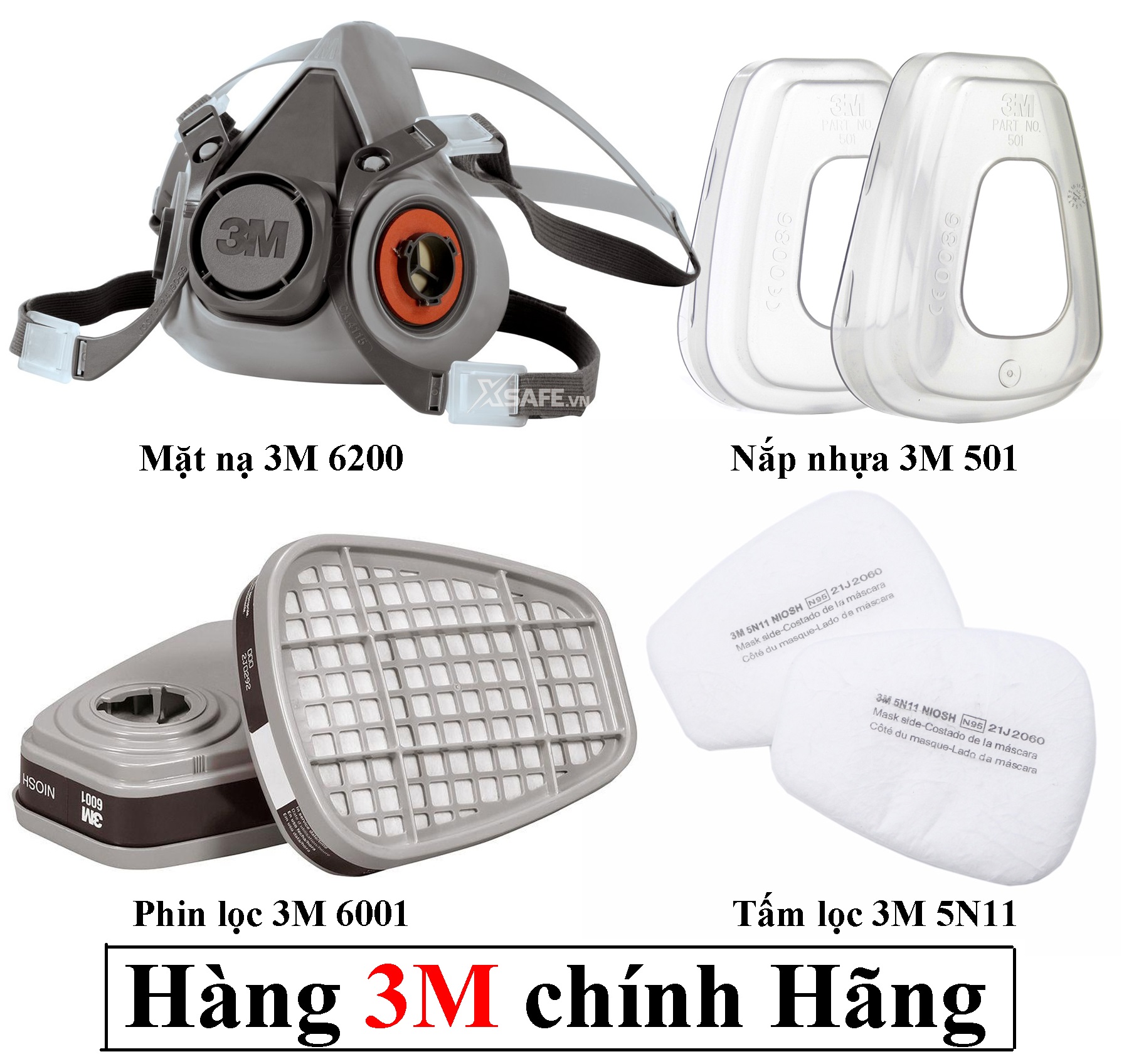 MẶT NẠ PHÒNG ĐỘC 3M 6200 VÀ PHIN LỌC 3M 6001 BÔNG LỌC VÀ LẮP NHỰA LỌC HƠI  HỮU CƠ (QUÀ TẶNG ĐÓN GÓT GIÀY) - Bảo hộ lao động | SieuThiChoLon.com