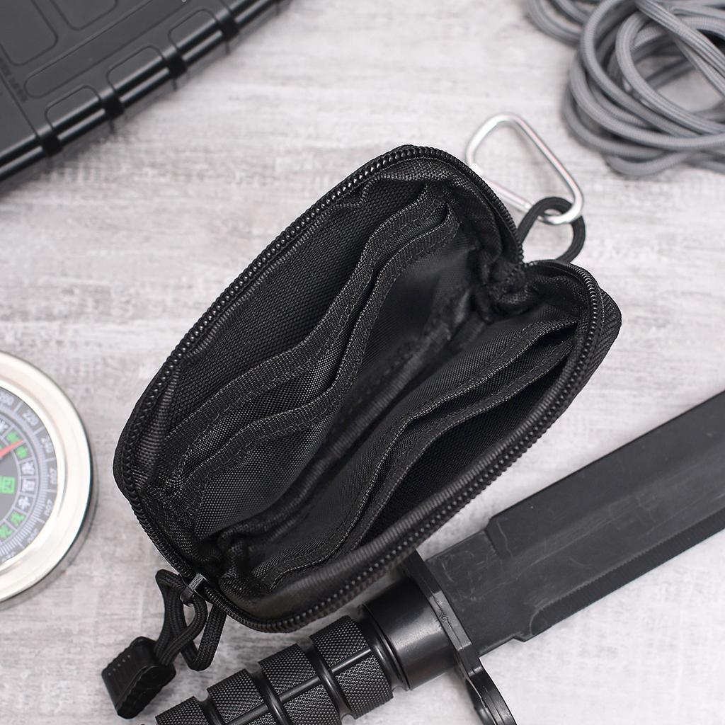 Nylon Waterproof Sport  Bag Hiking Belt Zipper Pouch Wallet Black