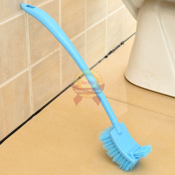 Bàn chải cọ sàn toilet 2 đầu đa năng vệ sinh bồn cầu nhà tắm phòng bếp cán dài