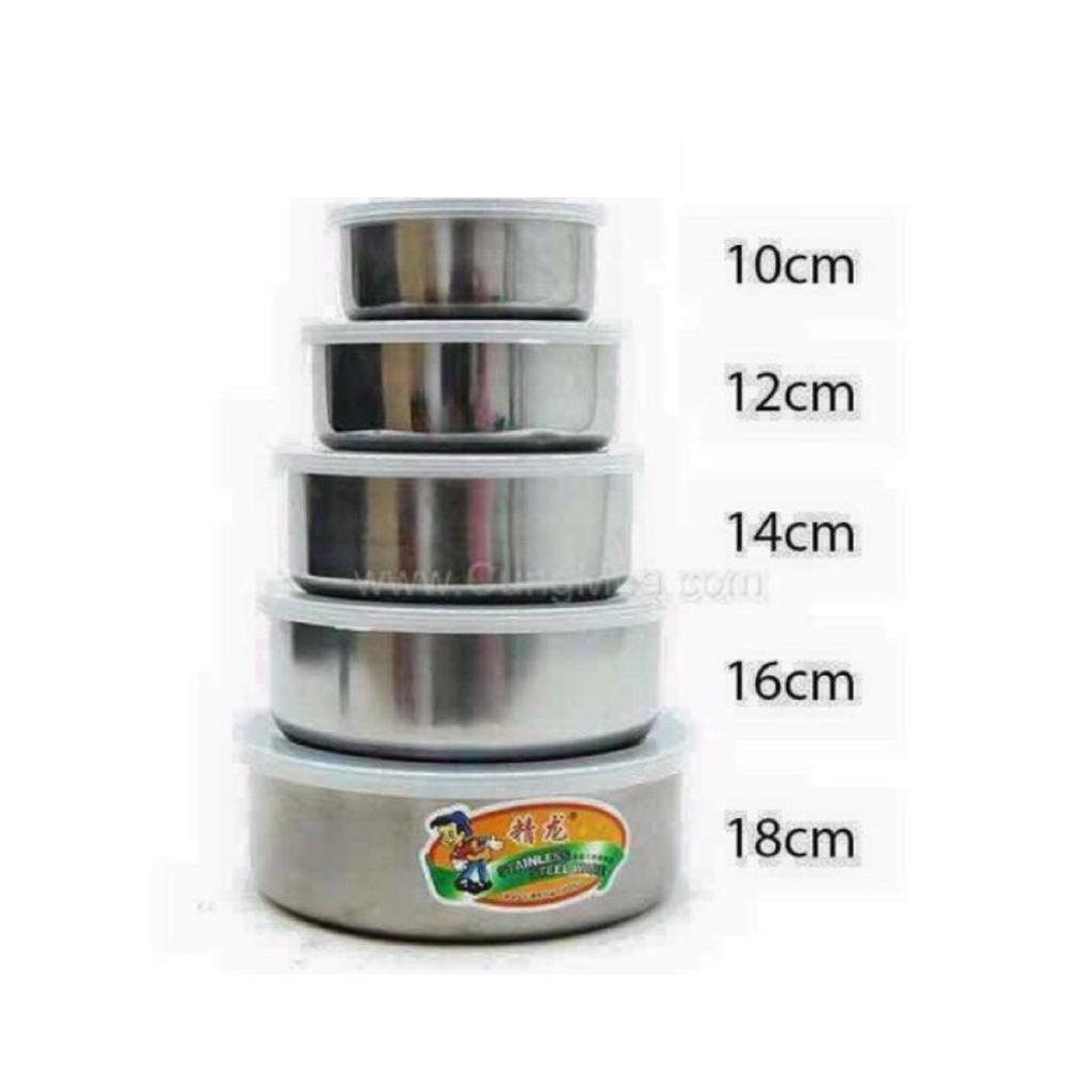 Bộ 5 Bát Inox Cao Cấp Nhiều Kích Thước Có Lắp Đậy Thức Ăn Siêu Tiện Dụng