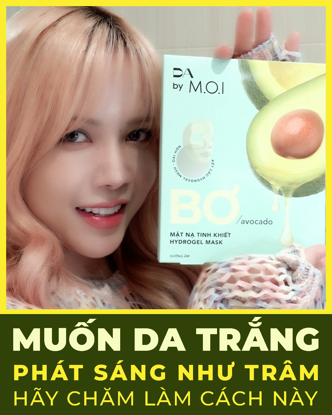 Mặt Nạ Bơ DA by MOI Mặt Nạ Dưỡng Trắng Sáng Da Dưỡng Ẩm Chống Lão Hoá M.O.I Hồ Ngọc Hà Hộp 3 Miếng