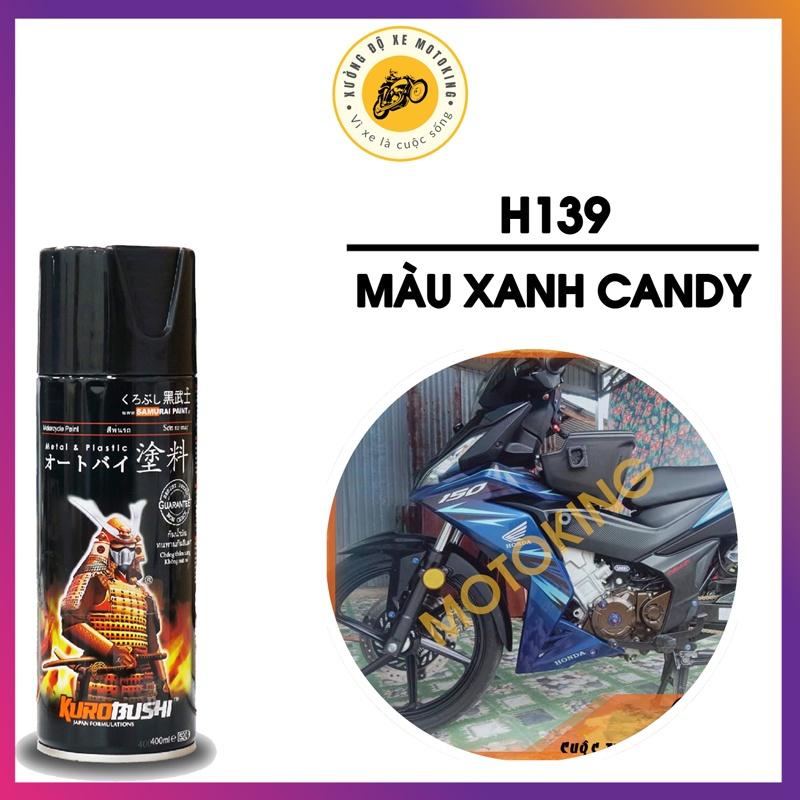 Sơn Samurai màu xanh cơ bản H139 - chai sơn xịt chuyên dụng dành cho sơn xe máy