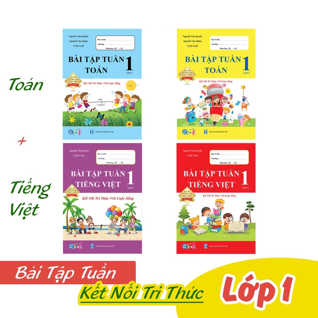 Sách - Combo 4 Cuốn Bài Tập Tuần Toán và Tiếng Việt Lớp 1 - Kết Nối Tri Thức Với Cuộc Sống - Cả năm