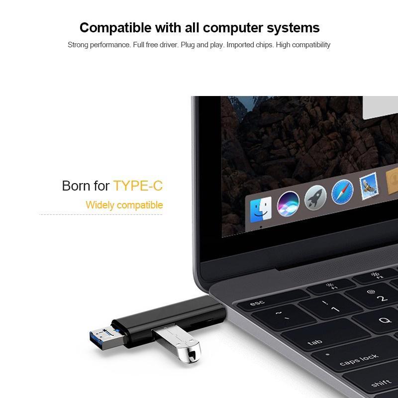 Đầu Đọc Thẻ Nhớ SD USB 2.0 5 Trong 1 Type c/Micro/TF/OTG/USB 2.0 Cho Laptop/Android/IOS