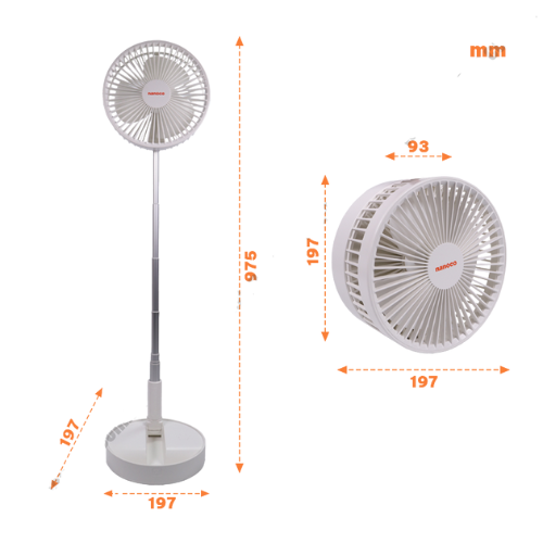 Quạt Sạc Điện Gấp Gọn Nanoco NFF1617W Màu trắng - Hàng chính hãng