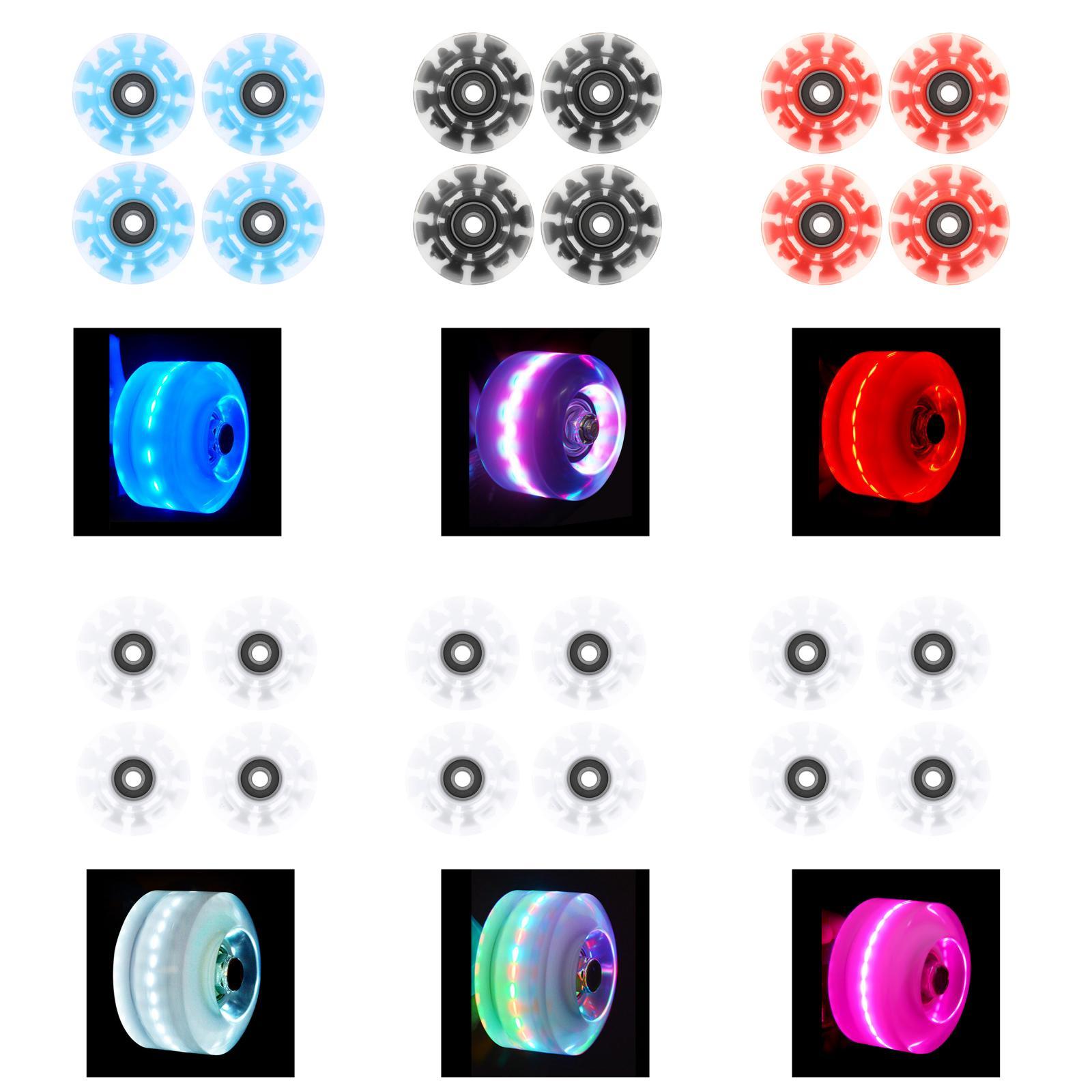 2x4Pack Quad Roller Skate Wheels with Bearings for Double Row Skateboard RGB