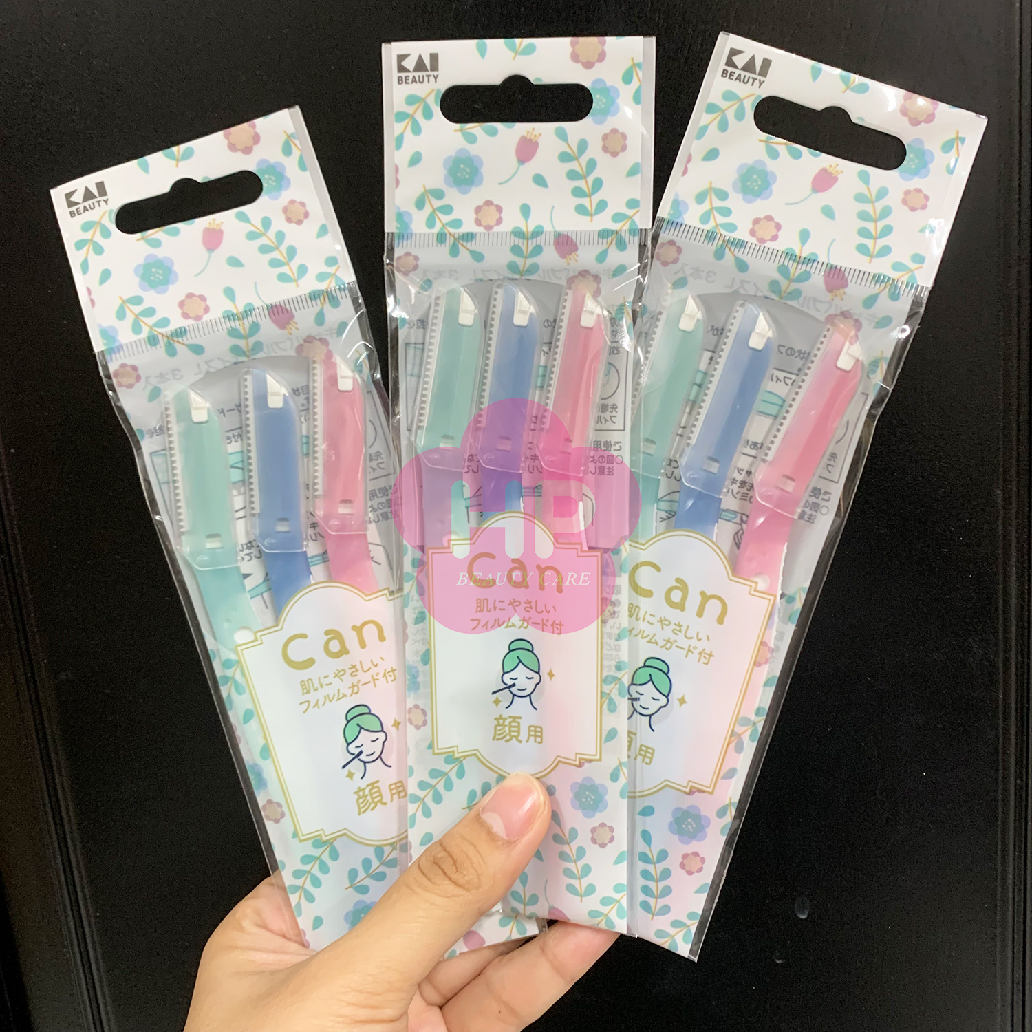 Dao Cạo Lông Mặt Cán Dài Dành Cho Nữ Kai Razor Can Face 017811Q (Set 3 Cây)