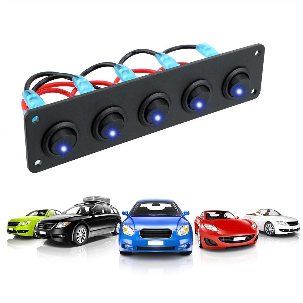 Bảng công tắc chuyển đổi đèn LED 12-24V 5 Gang hình tròn kết hợp chống nước cho tàu thuyền/xe hơi