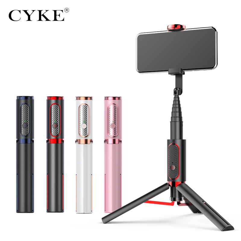 Gậy chụp hình Selfie CYKE xoay 360 độ kiêm giá đỡ 3 chân Tripod tích hợp điều khiển không dây bluetooth-Hàng chính hãng