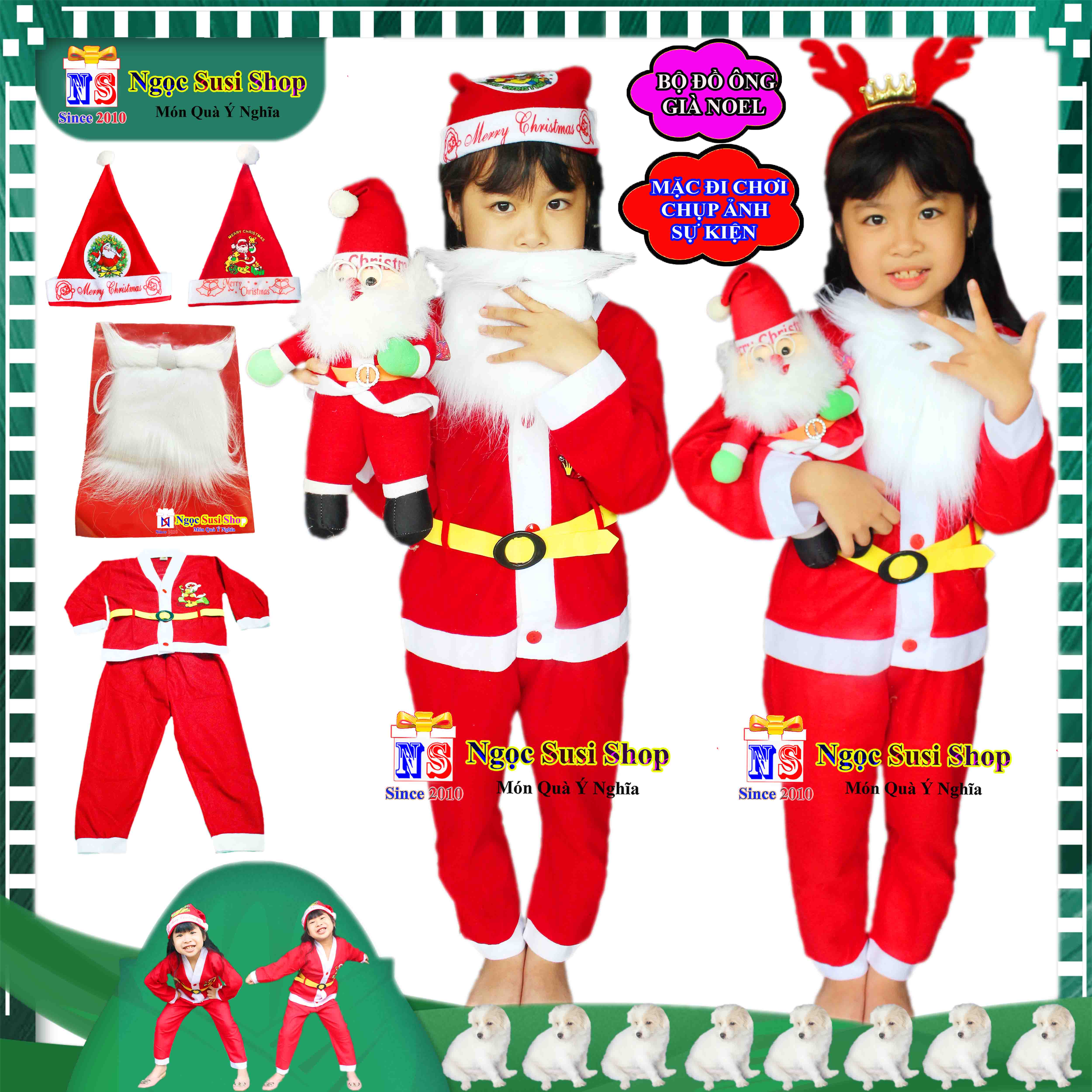 BỘ ĐỒ ÔNG GIÀ NOEL CHO BÉ QUẦN ÁO NOEL CHO BÉ TỪ 1 - 10 TUỔI CHẤT VẢI NỈ - TRANG PHỤC GIÁNG SINH NOEL