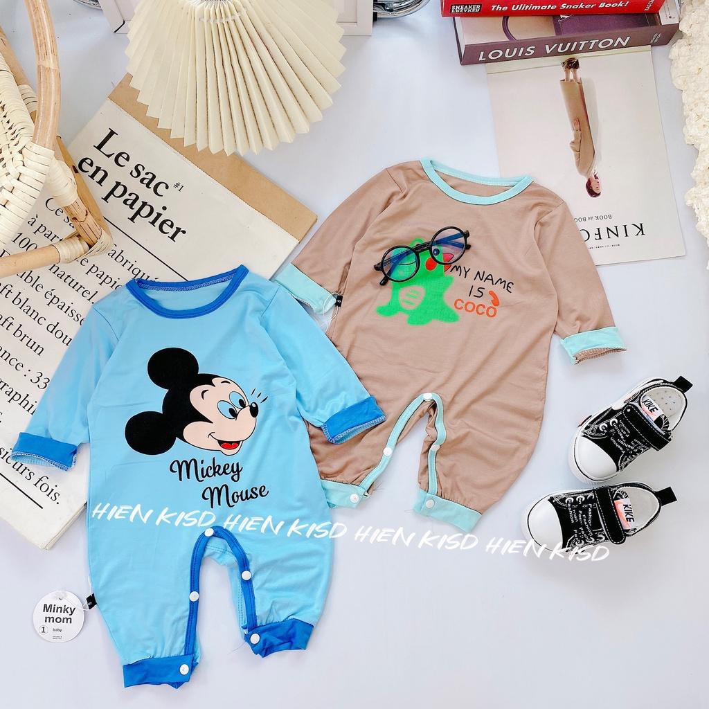 (Ms34)Bodysuit cho bé dài tay không tất chân(mặc nằm điều hòa) vải thun lạnh mỏng mát co giãn tốt cho bé trai và bé gái