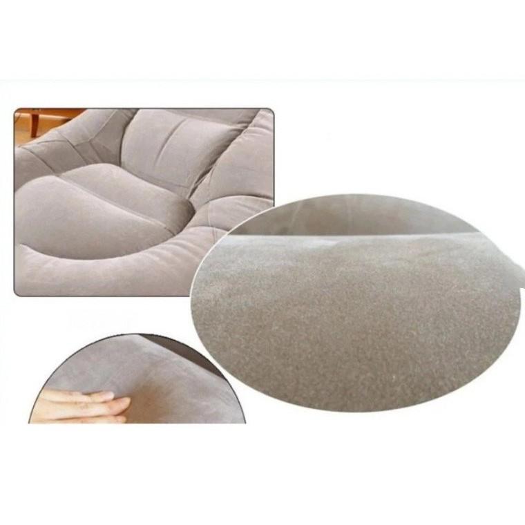 Ghế hơi tựa lưng bọc nhung Lazy Sofa, có đôn gác chân + Tặng kèm bơm hơi điện 220V