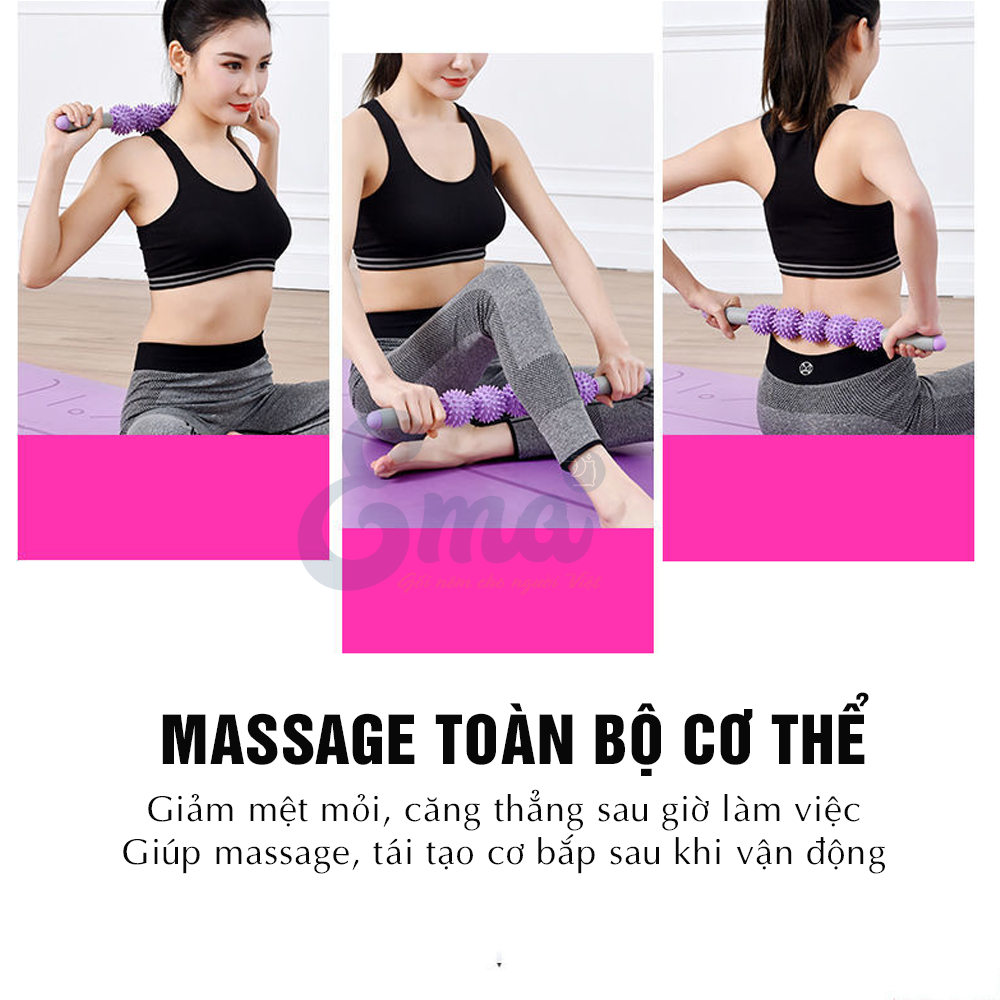 Gậy lăn massage giãn cơ Ema, con lăn 5 bóng massage thư giãn toàn thân tại nhà