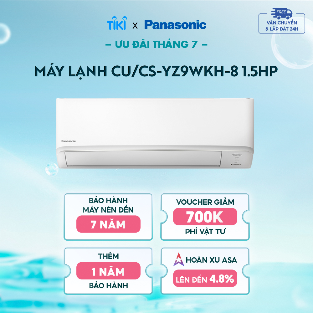 Máy lạnh-điều hòa Panasonic CU-CS-YZ9WKH-8 - Hai chiều - Inverter tiêu chuẩn - Hàng chính hãng - 1 HP