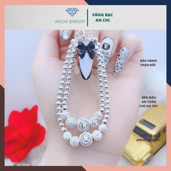 Lắc tay đôi mẹ và bé, vòng tay bi bạc ta nguyên chất sáng đẹp không đen xỉn,An chi Jewelry